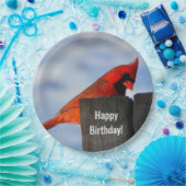 赤い（鳥）ショウジョウコウカンチョウオンウッドスタンプ ペーパープレート (パーティー)