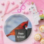 赤い（鳥）ショウジョウコウカンチョウオンウッドスタンプ ペーパープレート (パーティー)