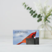 赤い（鳥）ショウジョウコウカンチョウオンウッドスタンプ 名刺 (スタンド正面)