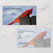 赤い（鳥）ショウジョウコウカンチョウオンウッドスタンプ 名刺 (正面/裏面)