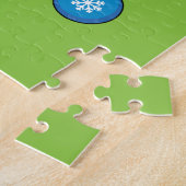 赤い（鳥）ショウジョウコウカンチョウオンクリスマスベアブランチ – メリークリスマス ジグソーパズル (側面)