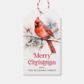 赤い（鳥）ショウジョウコウカンチョウオン冬の分岐水色 ギフトタグ (正面)