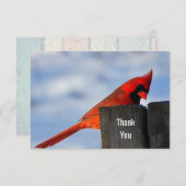 赤い(鳥)ショウジョウコウカンチョウオン木製スタンプありがとう サンキューカード (正面/裏面)