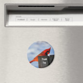 赤い（鳥）ショウジョウコウカンチョウオン木製スタンプありがとう マグネット (インサイチュ (食洗機))