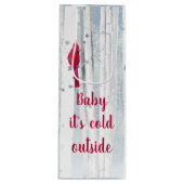 赤い(鳥)ショウジョウコウカンチョウバードイン雪の樺の木ツリー引用文 ワインギフトバッグ (正面)