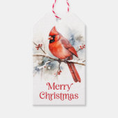 赤い（鳥）ショウジョウコウカンチョウ上の冬の分岐水の色から ギフトタグ (正面)