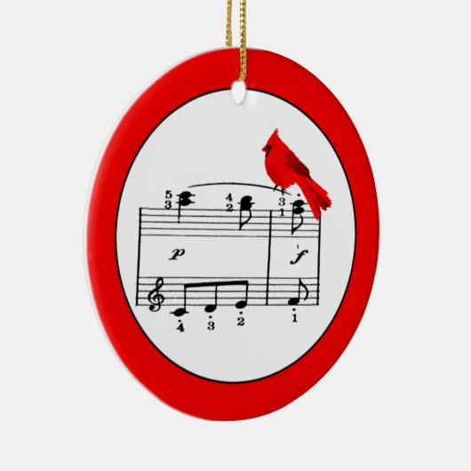 赤い（鳥）ショウジョウコウカンチョウ及び音楽クリスマスのオーナメント セラミックオーナメント (右)