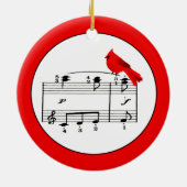 赤い(鳥)ショウジョウコウカンチョウ及び音楽クリスマスのオーナメント セラミックオーナメント (裏面)