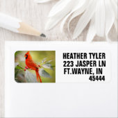 赤い(鳥)ショウジョウコウカンチョウ差出人住所ラベル ラベル (インサイチュ)