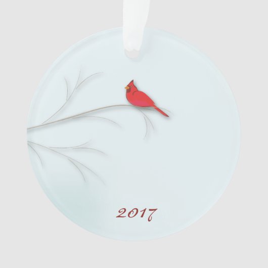 赤い（鳥）ショウジョウコウカンチョウ編集可能フォトオーナメント オーナメント (正面)
