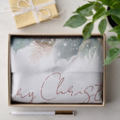 赤い（鳥）ショウジョウコウカンチョウ鳥の水色の冬のクリスマス 薄葉紙 (ギフト)