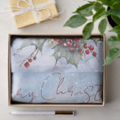 赤い（鳥）ショウジョウコウカンチョウ鳥の水色の冬のクリスマス 薄葉紙 (ギフト)