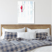 赤い（鳥）ショウジョウコウカンチョウ鳥の美しい雪の樺の木ツリー キャンバスプリント (インサイチュ (寝室))