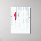 赤い(鳥)ショウジョウコウカンチョウ鳥の美しい雪の樺の木ツリー キャンバスプリント (正面)