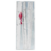 赤い（鳥）ショウジョウコウカンチョウ鳥の美しい雪の樺の木ツリー ワインギフトバッグ (正面)