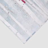 赤い(鳥)ショウジョウコウカンチョウ鳥の美しい雪の樺の木ツリー 薄葉紙 (詳細)