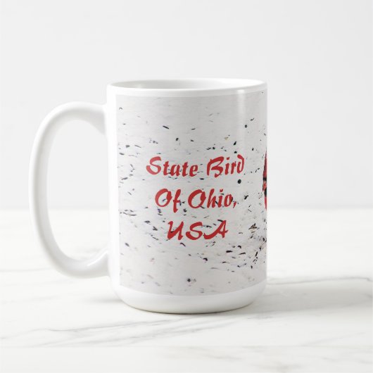 "赤い(鳥)ショウジョウコウカンチョウ、オハイオの州の鳥"マグカップ コーヒーマグカップ (左)