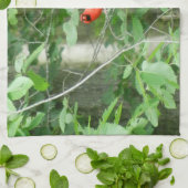 赤い(鳥)ショウジョウコウカンチョウ キッチンタオル (折り畳み)