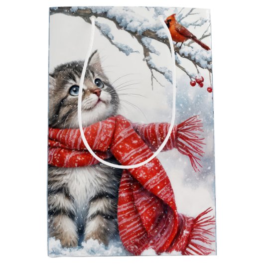 赤い(鳥)ショウジョウコウカンチョウ ミディアムペーパーバッグ (正面)