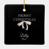 赤い(鳥)ショウジョウコウカンチョウ、JOY PEACE LOVE編集可能クリスマス セラミックオーナメント (裏面)