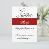 赤い Eat, Drink, Be Married 結婚式の出欠確認 出欠カード (スタンド正面)