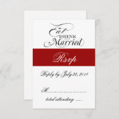 赤い Eat, Drink, Be Married 結婚式の出欠確認 出欠カード (正面/裏面)