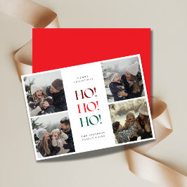 赤い「Ho Ho Ho」で楽しいクリスマスの家族や子供の写真を飾ろう シーズンカード