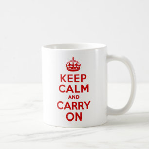 赤い「Keep Calm and Carry On」 コーヒーマグカップ