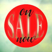 赤い「 SALE中」ラウンド ゴールド メタリック文字 ウィンドウサイン (シート3)