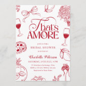 赤い「That's Amore」ブライズメイドパーティー 招待状 (正面)