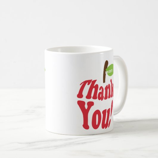 赤いAppleのタイポグラフィの先生のマグありがとう コーヒーマグカップ (正面右)