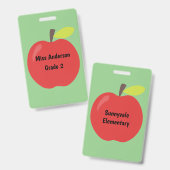 赤いAppleの先生のカスタムの教室 バッジ (正面＆裏面)