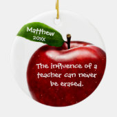 赤いAppleの先生の感謝のギフト セラミックオーナメント (裏面)