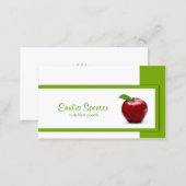 赤いAppleの栄養士カードとのシンプルな白 名刺 (正面/裏面)