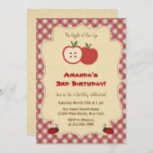 赤いAppleの誕生日のパーティの招待状 招待状 (正面/裏面)