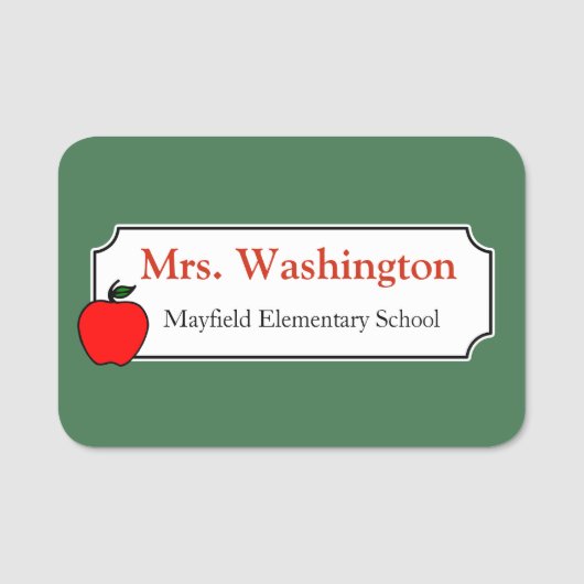 赤いAppleカスタム先生Work Office Nameタグ 名札 (正面)