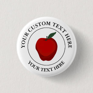 赤いAppleカスタム文字ロゴアイコン 缶バッジ