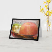 赤いAppleグリーティングカード カード (黄色い花)