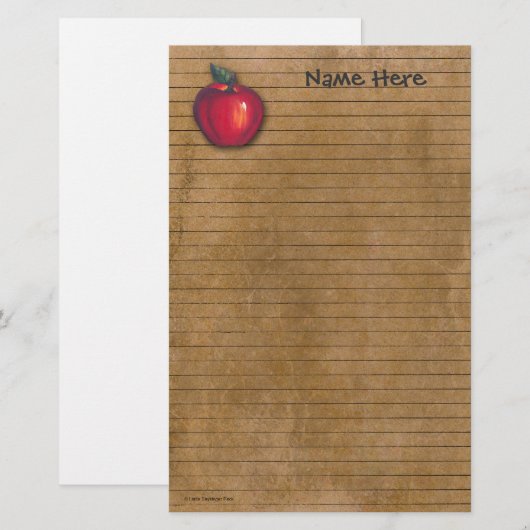 赤いAppleブラウン 便箋 (正面/裏面)