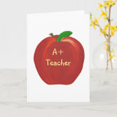 赤いApple A +先生、グリーティングカード、内空白の部 カード (黄色い花)