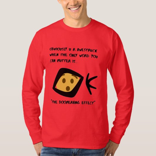 赤い'Awestriped'基本長袖の変化 Tシャツ (正面)