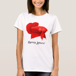 赤いBetta Splendens Plakatの魚の女性のTシャツ Tシャツ