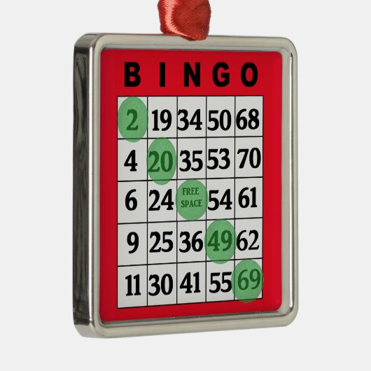 赤いBINGOカード | BINGO愛好家のギフトクリスマス メタルオーナメント (右)