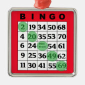 赤いBINGOカード | BINGO愛好家のギフトクリスマス メタルオーナメント (正面)