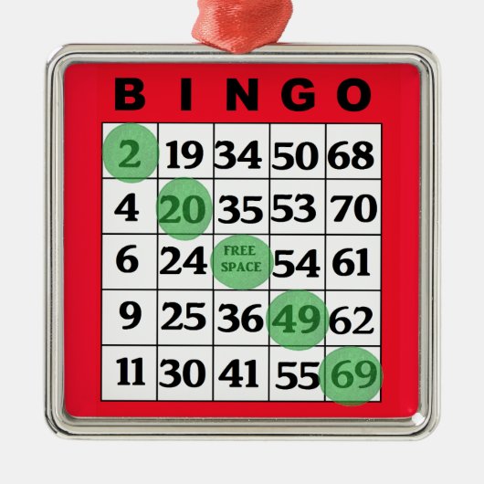 赤いBINGOカード | BINGO愛好家のギフトクリスマス メタルオーナメント (正面)