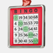 赤いBINGOカード | BINGO愛好家のギフトクリスマス メタルオーナメント (左)