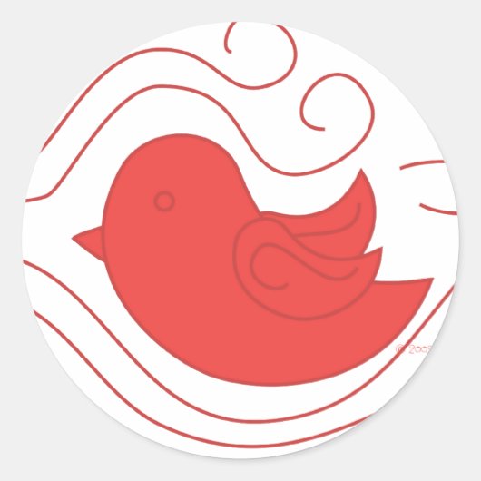 赤いBIrdフライ ラウンドシール (正面)