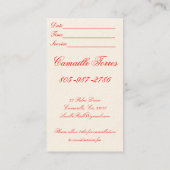 赤いbirdfinal、Lucilleの金持ち、オーガニックなスキンケア… 名刺 (裏面)