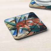 赤いBull (紙のグワッシュ) コースター (左側)