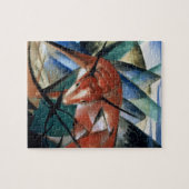 赤いBull (紙のグワッシュ) ジグソーパズル (横)